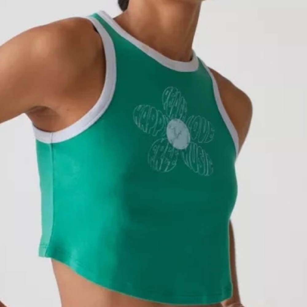 Urban Outfitters Green Flower Tank